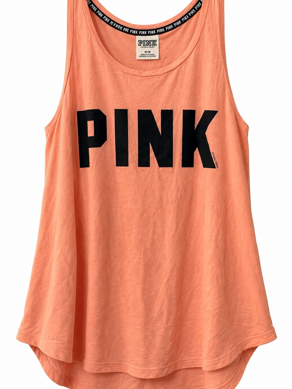 Victoria's Secret PINK Coral Peach Tank Top with Black Logo